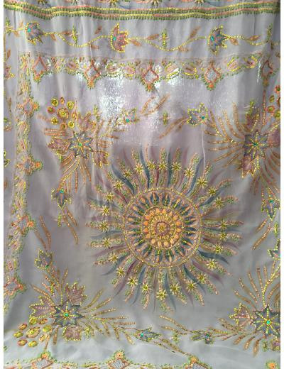 Chhangamal Hand Embroidered Purple Colour Georgette Chikankari Saree