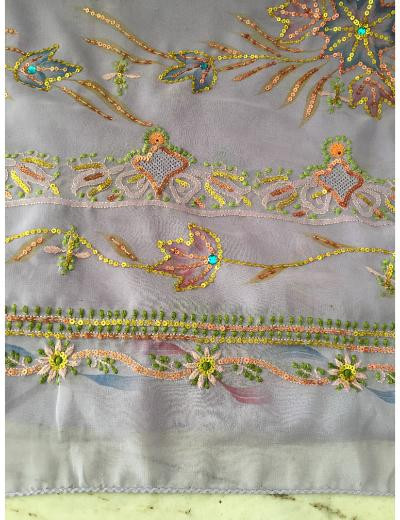 Chhangamal Hand Embroidered Purple Colour Georgette Chikankari Saree