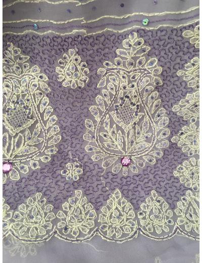 Chhangamal Hand Embroidered Purple Colour Georgette Chikankari Saree