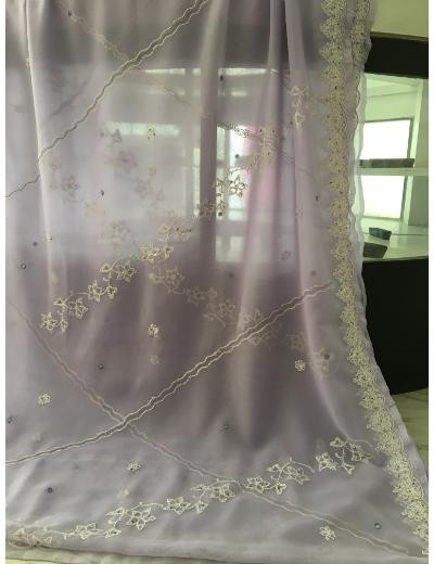 Chhangamal Hand Embroidered Purple Colour Georgette Chikankari Saree