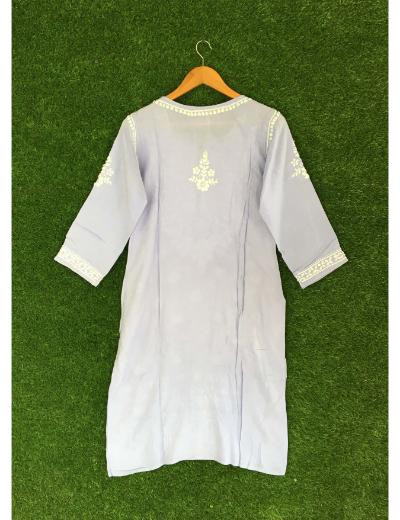 Chhangamal Hand Embroidered Purple Colour Modal Chikankari Kurti