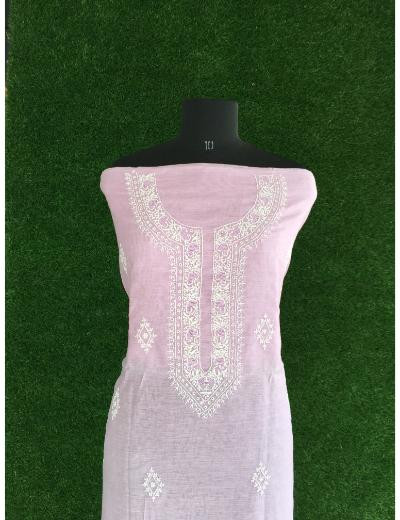 Chhangamal Hand Embroidered Purple Colour Mul Chanderi Chikankari Kurta Dupatta Piece