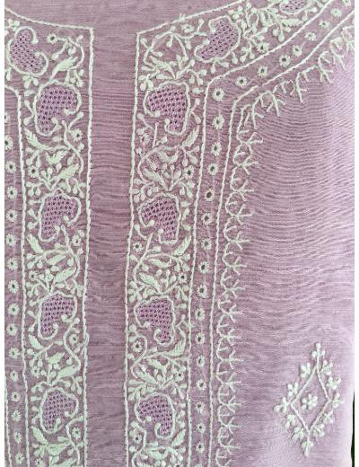 Chhangamal Hand Embroidered Purple Colour Mul Chanderi Chikankari Kurta Dupatta Piece