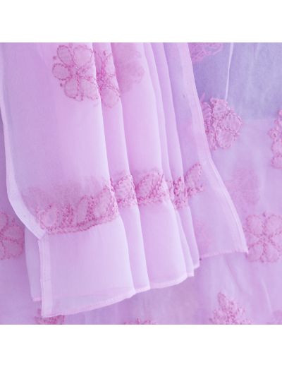 Chhangamal Hand Embroidered Purple Colour Unstitched Faux Georgette Chikankari Suit Length