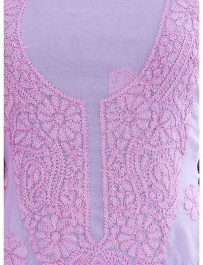 Chhangamal Hand Embroidered Purple Colour Unstitched Faux Georgette Chikankari Suit Length