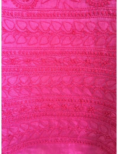 Chhangamal Hand Embroidered Rani Pink Colour Silk Chikankari Suit Length