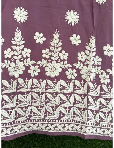 Chhangamal Hand Embroidered Rhubarb Purple Colour Modal Chikankari Kurti