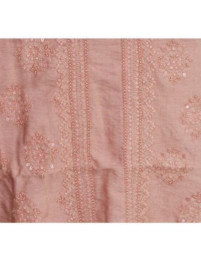 Chhangamal Hand Embroidered Rust Pink Colour Chikankari Chanderi Unstitched Top Length