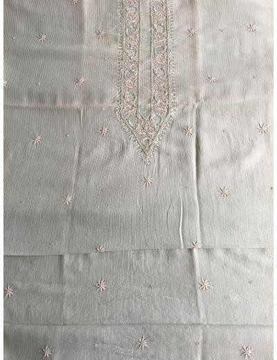 Chhangamal Hand Embroidered Sea Green Colour Chanderi Silk  Chikankari Unstitched Men’s kurta Piece