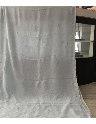 Chhangamal Hand Embroidered Sea Green Colour Pure Georgette  Chikankari Saree Piece