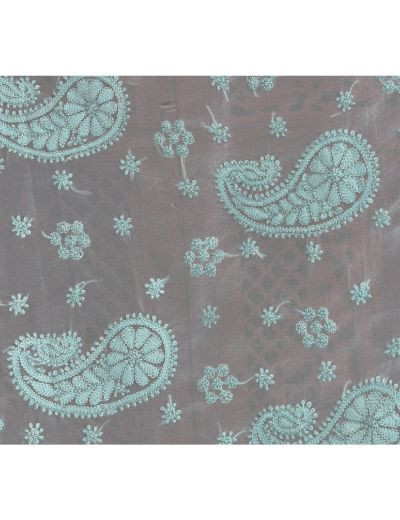 Chhangamal Hand Embroidered Sea Green Georgette Half Jaal Chikankari Saree