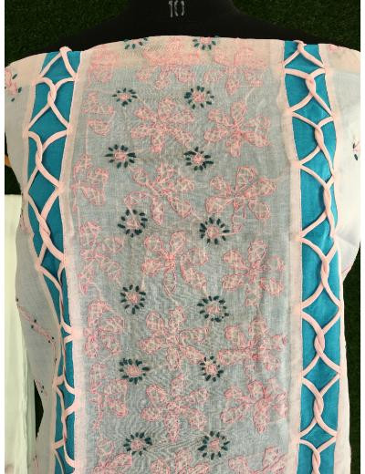 Chhangamal Hand Embroidered Sky Blue Colour Cotton Chikankari Suit Piece