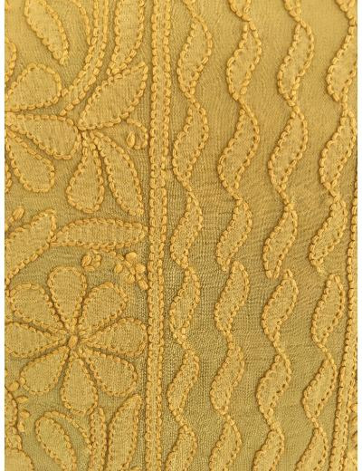 Chhangamal Hand Embroidered Sunshin Yellow Colour Pure Georgette Chikankari Kurta Piece