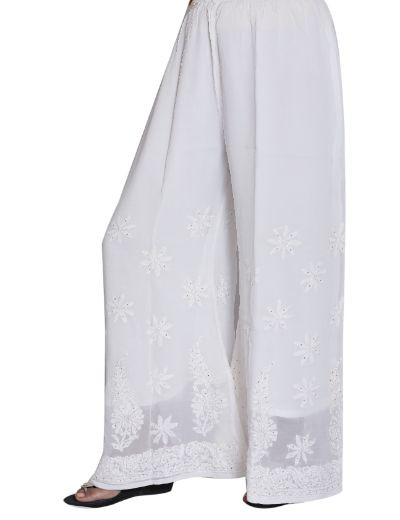 Chhangamal Hand Embroidered Viscous Chikankari Sharara With Muqaish