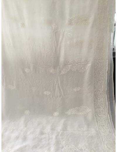 Chhangamal Hand Embroidered White  Colour Pure Georgette  Chikankari Saree Piece