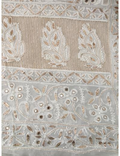 Chhangamal Hand Embroidered White  Colour Pure Georgette  Chikankari Saree Piece