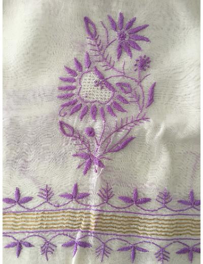 Chhangamal Hand Embroidered White Colour Chanderi Silk Chikankari Saree