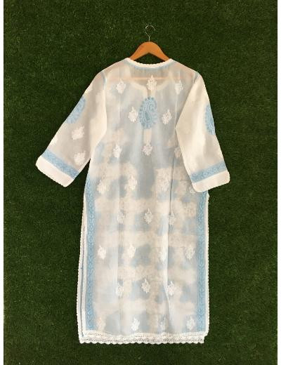 Chhangamal Hand Embroidered White Colour Cotton Chikankari kurti