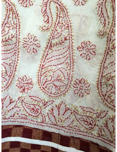 Chhangamal Hand Embroidered White Colour Cotton Chikankari Kurti