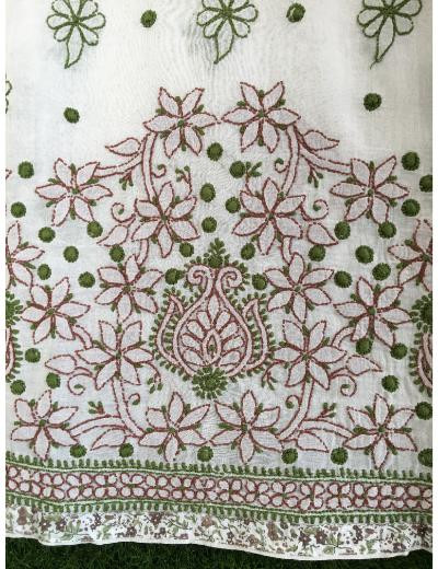 Chhangamal Hand Embroidered White Colour Cotton Chikankari Kurti