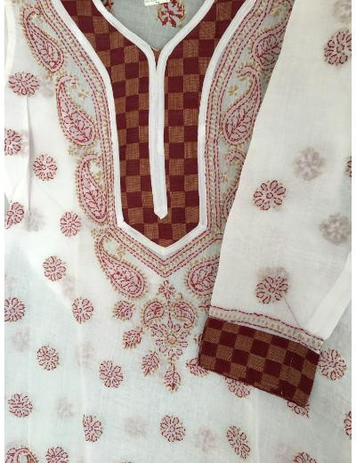 Chhangamal Hand Embroidered White Colour Cotton Chikankari Kurti