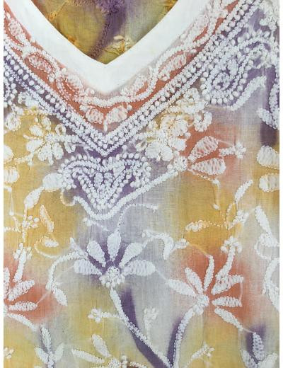 Chhangamal Hand Embroidered White Colour Cotton Chikankari Kurti
