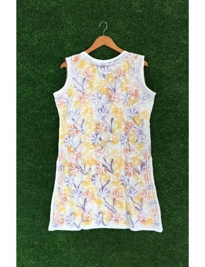 Chhangamal Hand Embroidered White Colour Cotton Chikankari Kurti