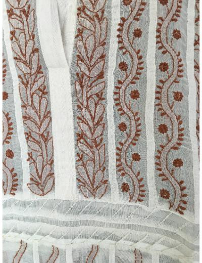 Chhangamal Hand Embroidered White Colour Cotton Chikankari Kurti