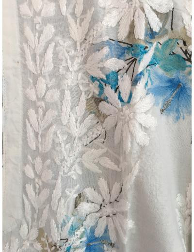 Chhangamal Hand Embroidered White Colour Cotton Chikankari Kurti Piece