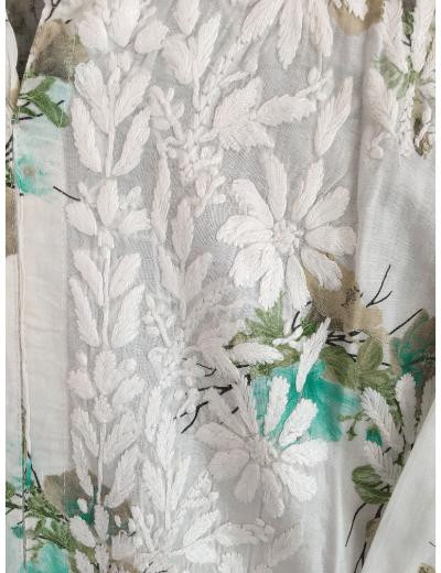 Chhangamal Hand Embroidered White Colour Cotton Chikankari Kurti Piece