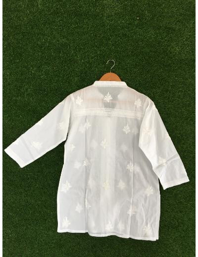 Chhangamal Hand Embroidered White Colour Cotton Chikankari Top