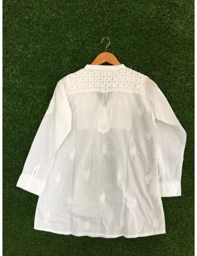 Chhangamal Hand Embroidered White Colour Cotton Chikankari Top