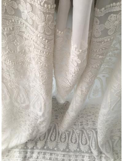 Chhangamal Hand Embroidered White Colour Georgette Chikankari Saree