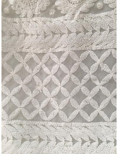Chhangamal Hand Embroidered White Colour Georgette Chikankari Saree
