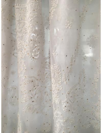 Chhangamal Hand Embroidered White Colour Georgette Chikankari Saree