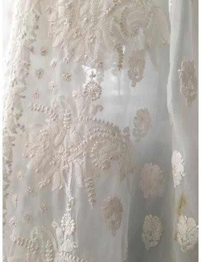 Chhangamal Hand Embroidered White Colour Georgette Chikankari Saree