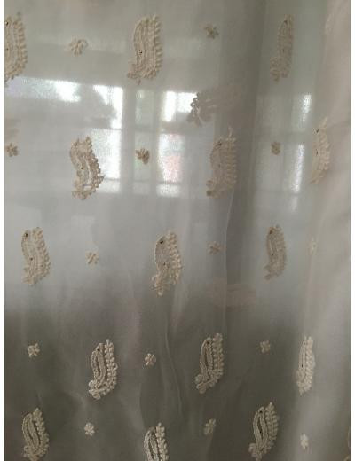 Chhangamal Hand Embroidered White Colour Georgette Chikankari Saree