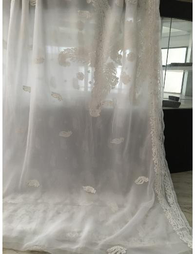 Chhangamal Hand Embroidered White Colour Georgette Chikankari Saree