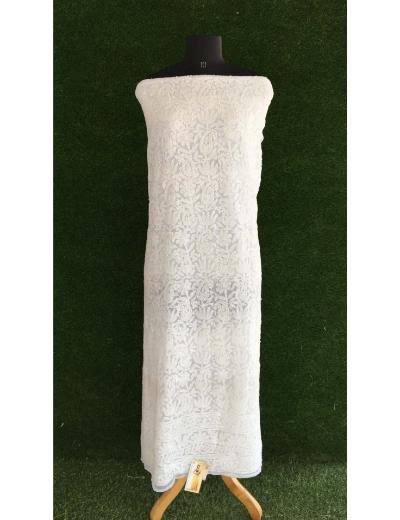 Chhangamal Hand Embroidered White Colour Georgette Chikankari Suit Piece