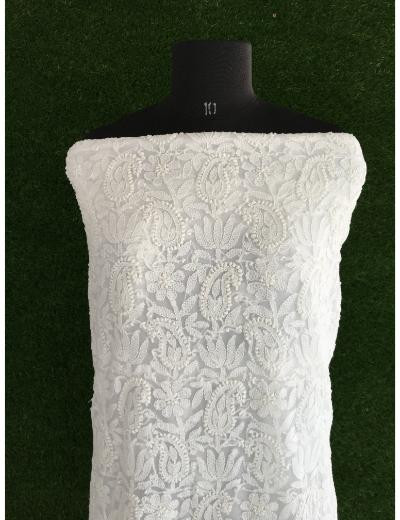 Chhangamal Hand Embroidered White Colour Georgette Chikankari Suit Piece