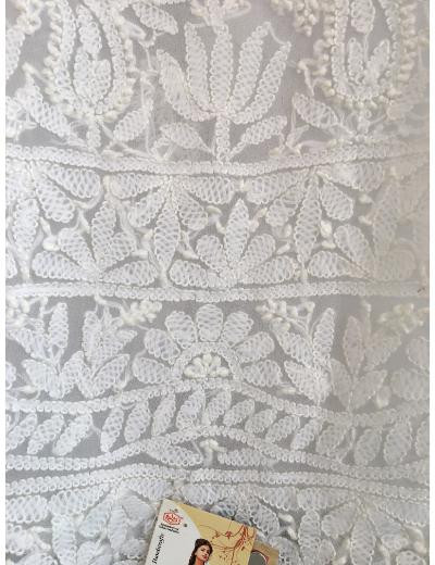 Chhangamal Hand Embroidered White Colour Georgette Chikankari Suit Piece