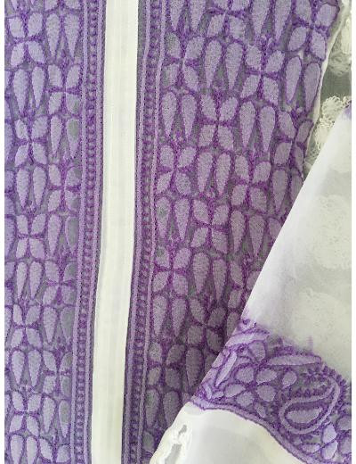 Chhangamal Hand Embroidered White Colour Georgette Chikankari Top Piece