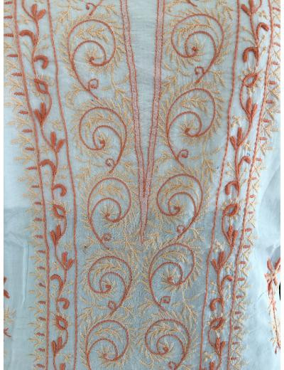 Chhangamal Hand Embroidered White Colour Mul Chanderi Chikankari Kurta Dupatta Piece