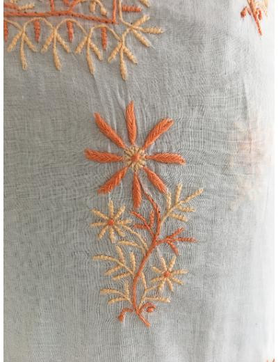Chhangamal Hand Embroidered White Colour Mul Chanderi Chikankari Kurta Dupatta Piece