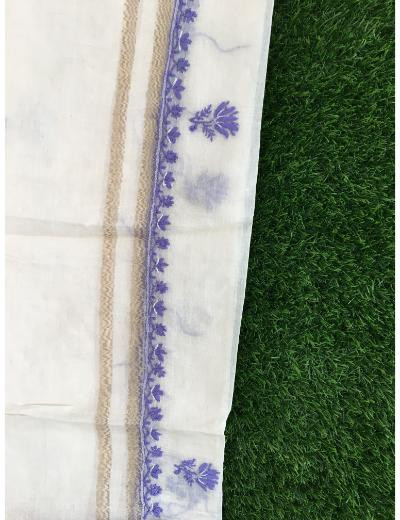 Chhangamal Hand Embroidered White Colour Mul Chanderi Chikankari Kurta Dupatta Piece