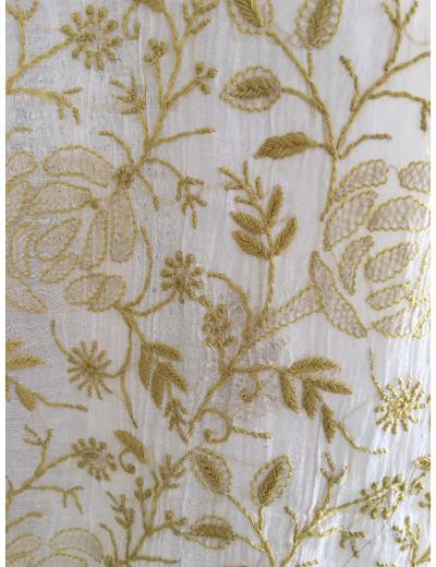 Chhangamal Hand Embroidered White Colour Mul-chanderi Chikankari Kurta Dupatta Piece