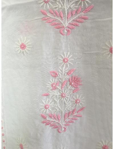 Chhangamal Hand Embroidered White Colour Muslin Chikankari Kurta  Piece Embroidered