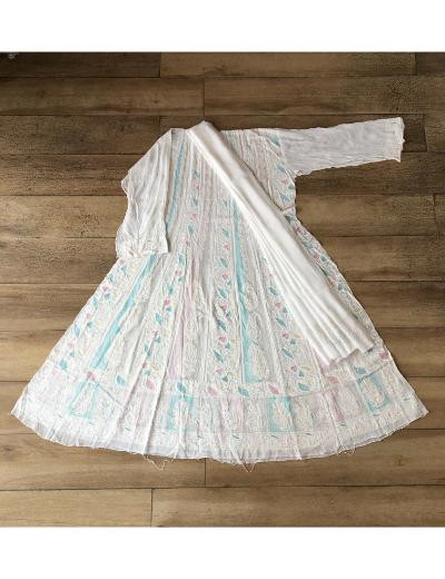 White Pure Georgette Chikankari Anaarkali & Dupatta