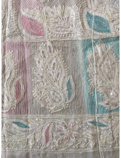 White Pure Georgette Chikankari Anaarkali & Dupatta