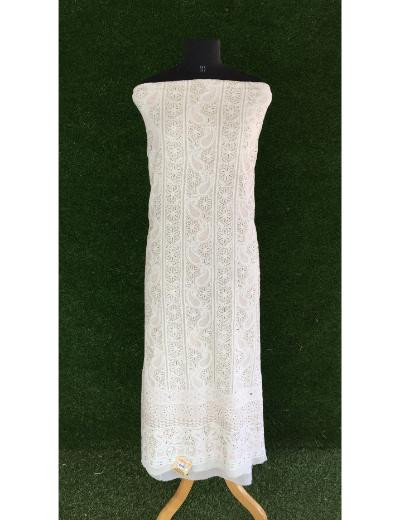 Chhangamal Hand Embroidered White Colour Pure Georgette Chikankari Kurta Dupatta Piece